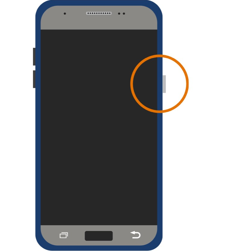 Orange circle around the power key on a mobile device
