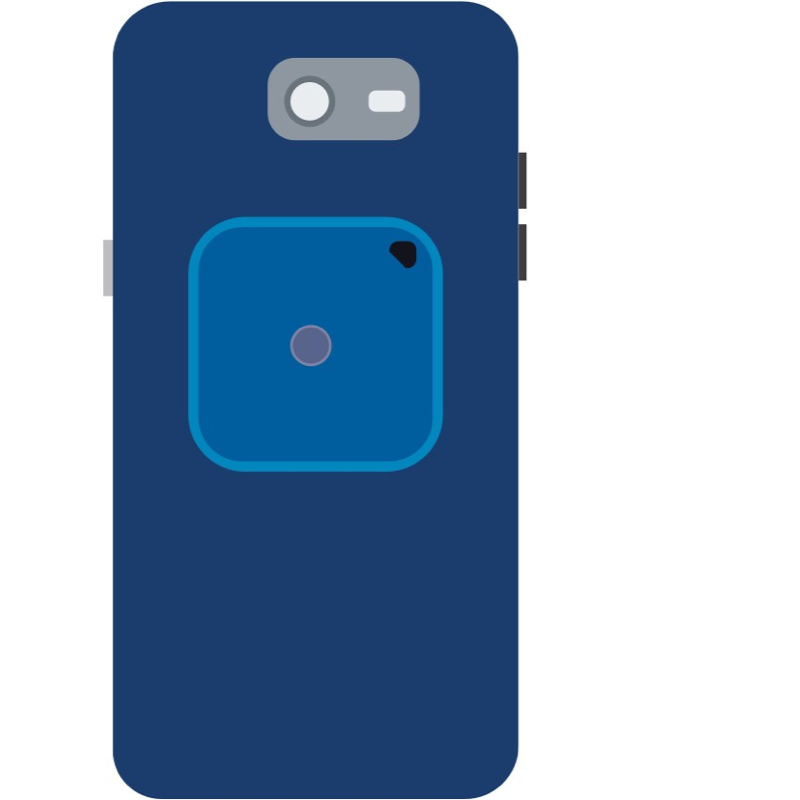 Blue magnet on the back of a mobile device