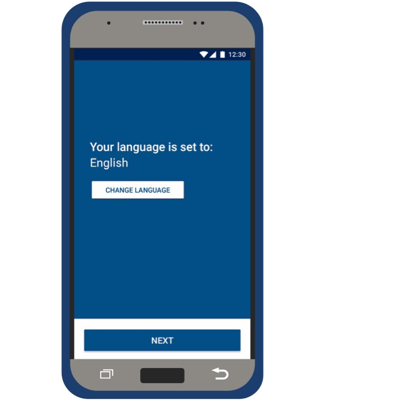 Mobile screen showing option to change language