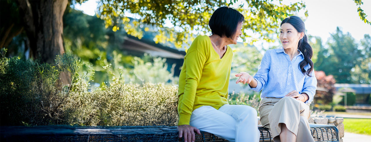 two women enjoying the day outside