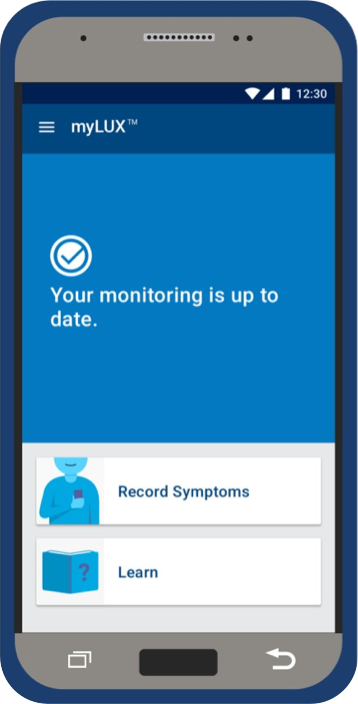 mobile device with blue connected screen showing