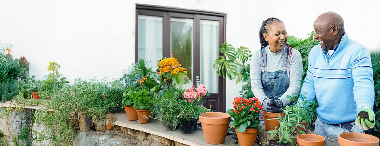 couple inside garding