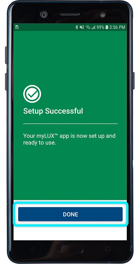 green screen showing successful set up