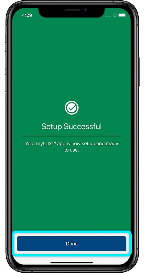 green screen showing successful set up