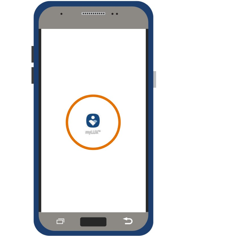 Mobile device showing myLUX Patient app screen