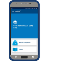 Mobile device showing blue monitoring is up-to-date screen
